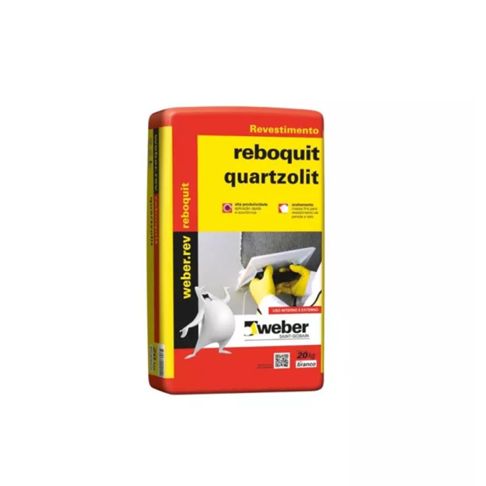 Reboquit Massa para Reboco Interno e Externo Branca 20kg Quartzolit Reboquit Massa para Reboco Interno e Externo Branca 20kg Quartzolit